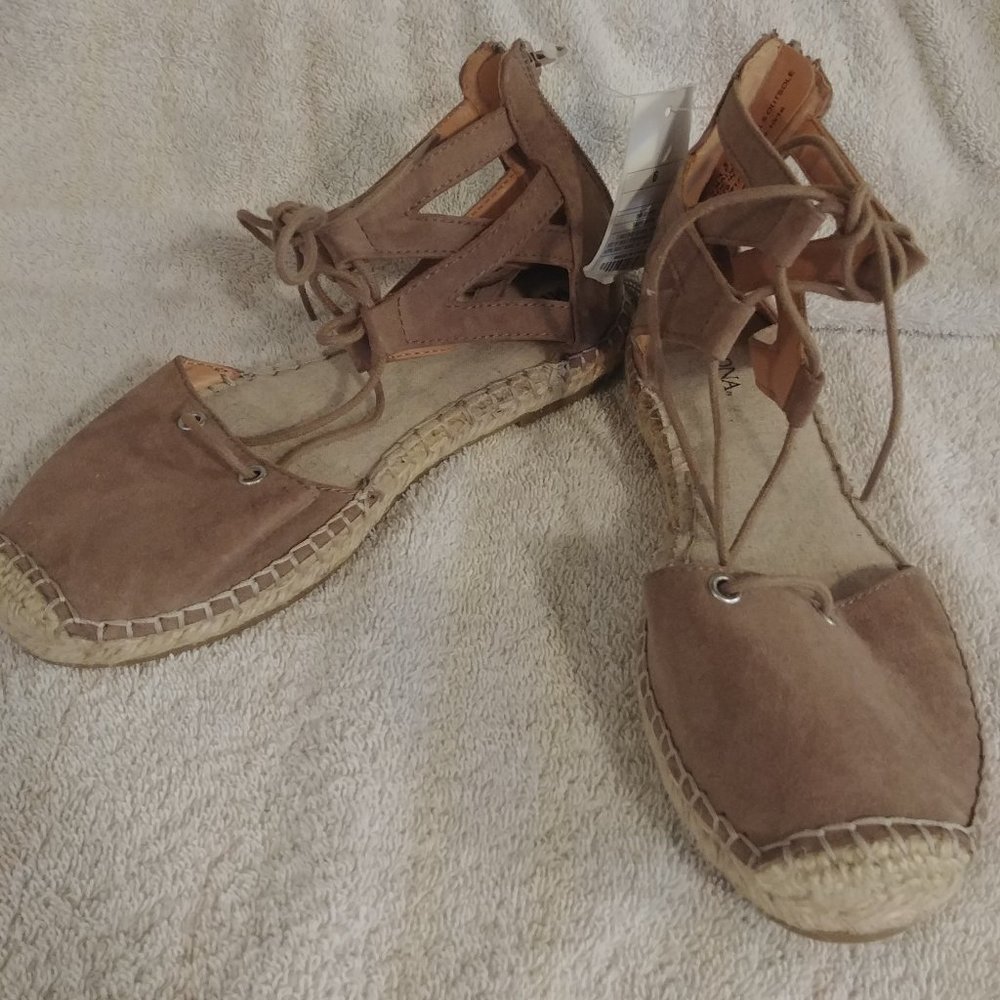 Merona Women's Taupe Jayna Lace Up Espadrille Shoe